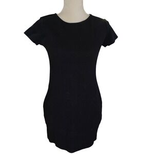 Princess Polly Black Ribbed Knit Short Sleeve Mini‎ Dress Size US 8 AU 12